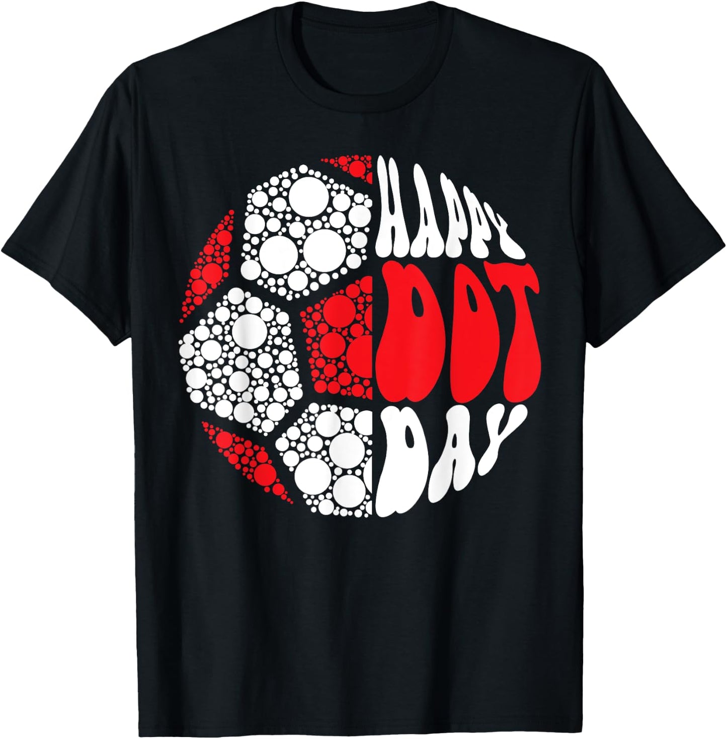 Retro Groovy Soccer Ball With Polka Dots Happy Dot Day Boy T-Shirt - T-Shirt | Black