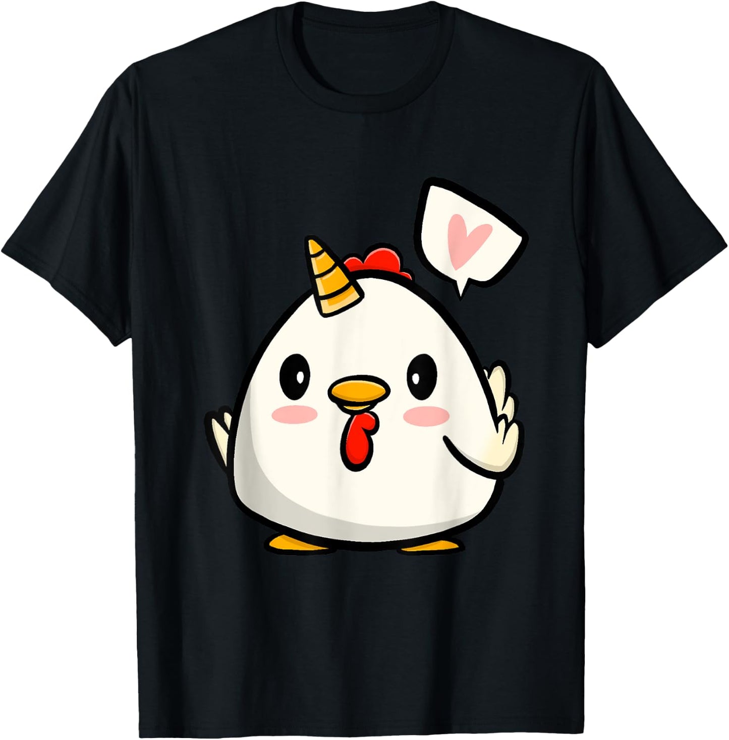 Funny Chicken Unicorn Lover Illustration Farmer T-Shirt - T-Shirt | Black