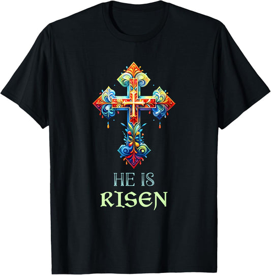 Easter Christian He Is Risen Resurrection Orthodox Easter T-Shirt - T-Shirt | Black