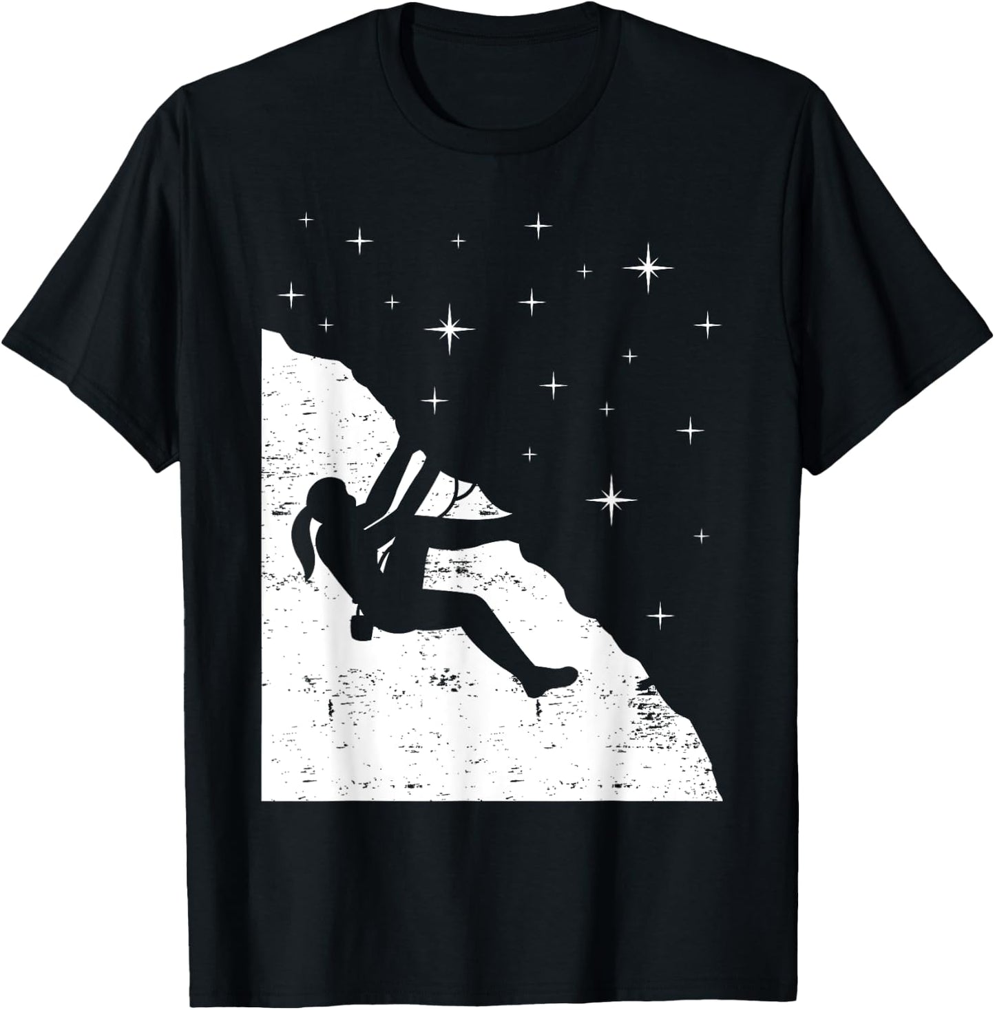 Rock Climbing Mountain Climber Bouldering I Girl Sky Stars T-Shirt - T-Shirt | Black