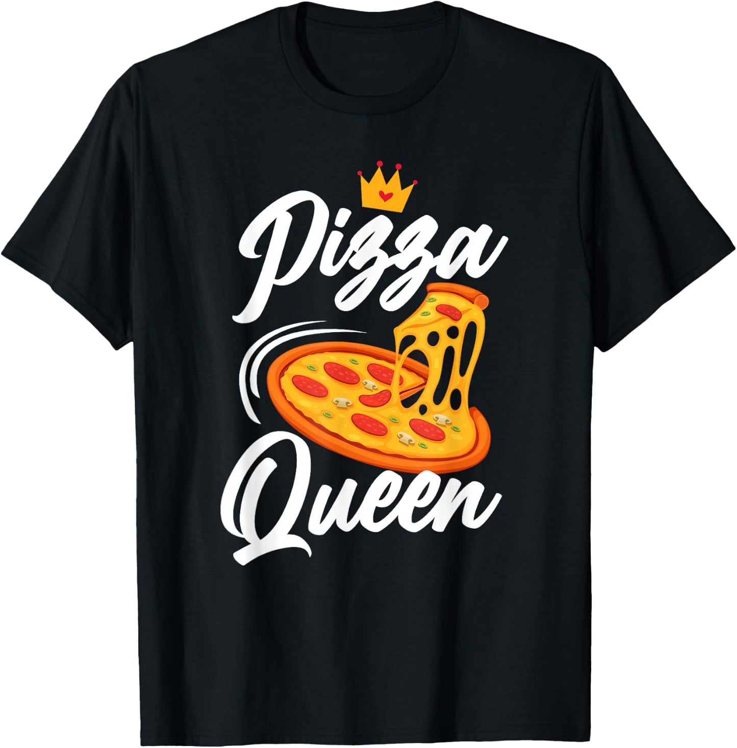 Women Pizza Queen Girl Loves Pizza Funny Pizza Lover T-Shirt - T-Shirt | Black
