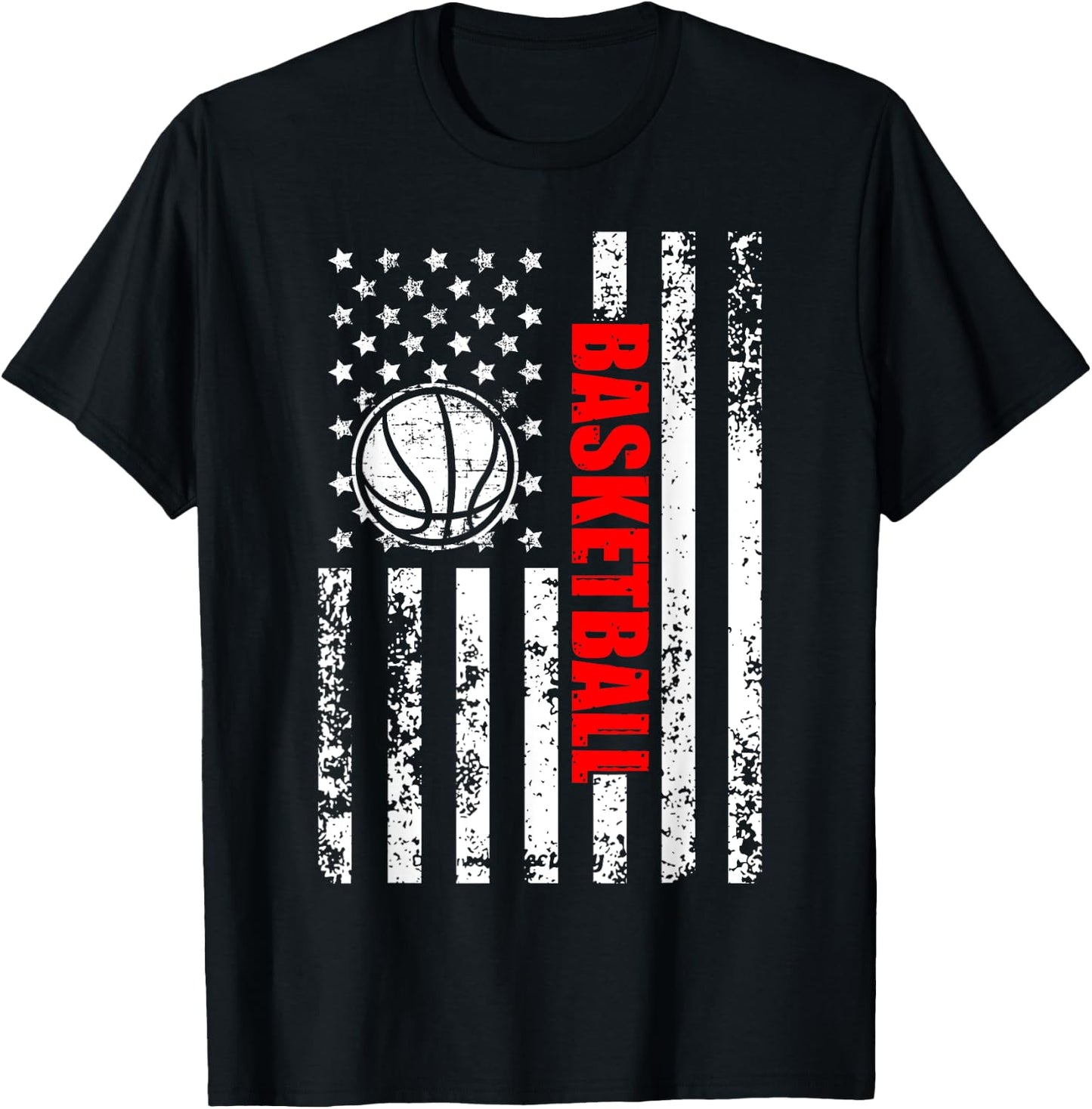 Patriotic US American Flag Basketball T-Shirt - T-Shirt | Black