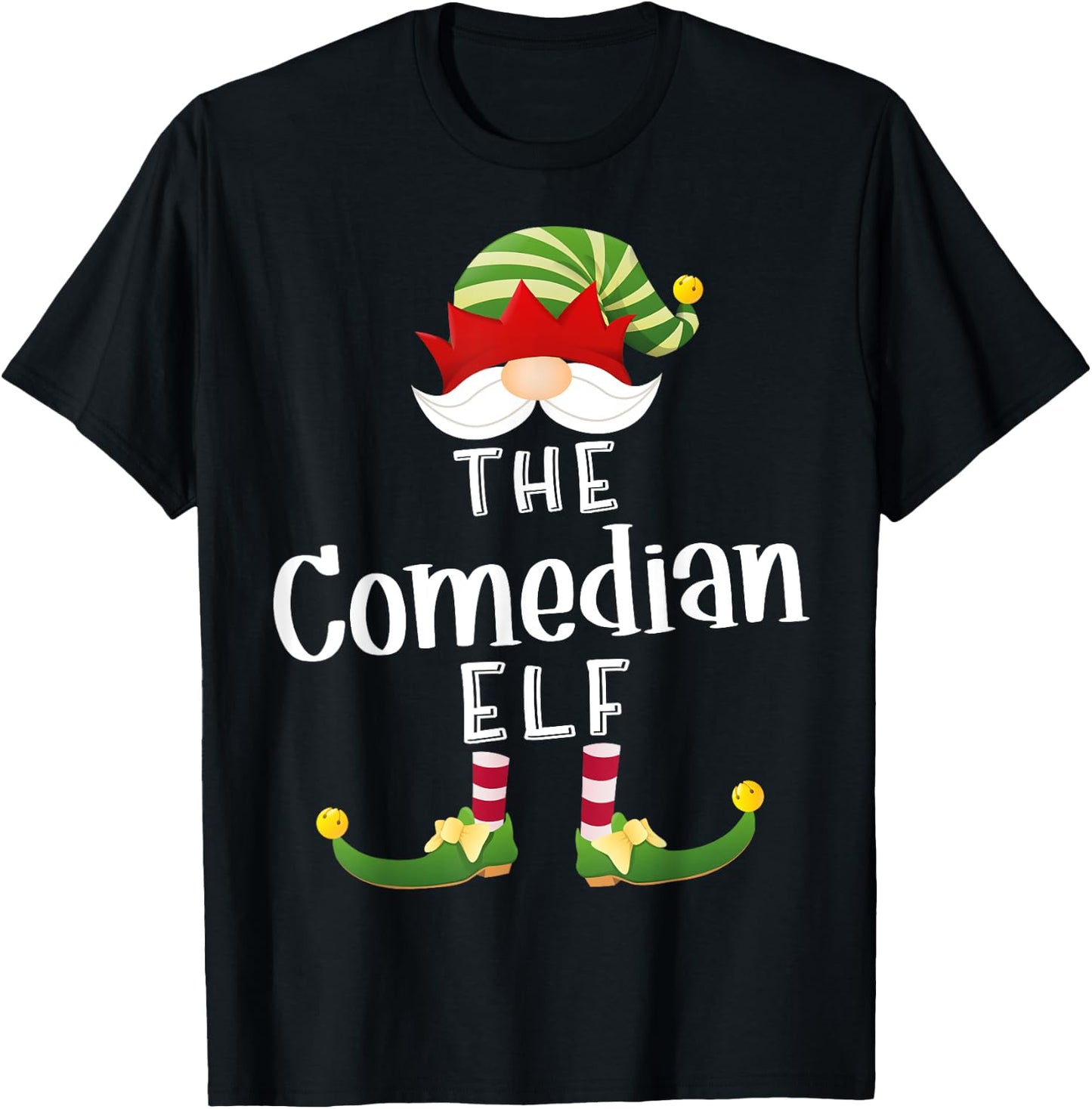 Comedian Elf Group Christmas Funny Pajama Party T-Shirt - T-Shirt | Black