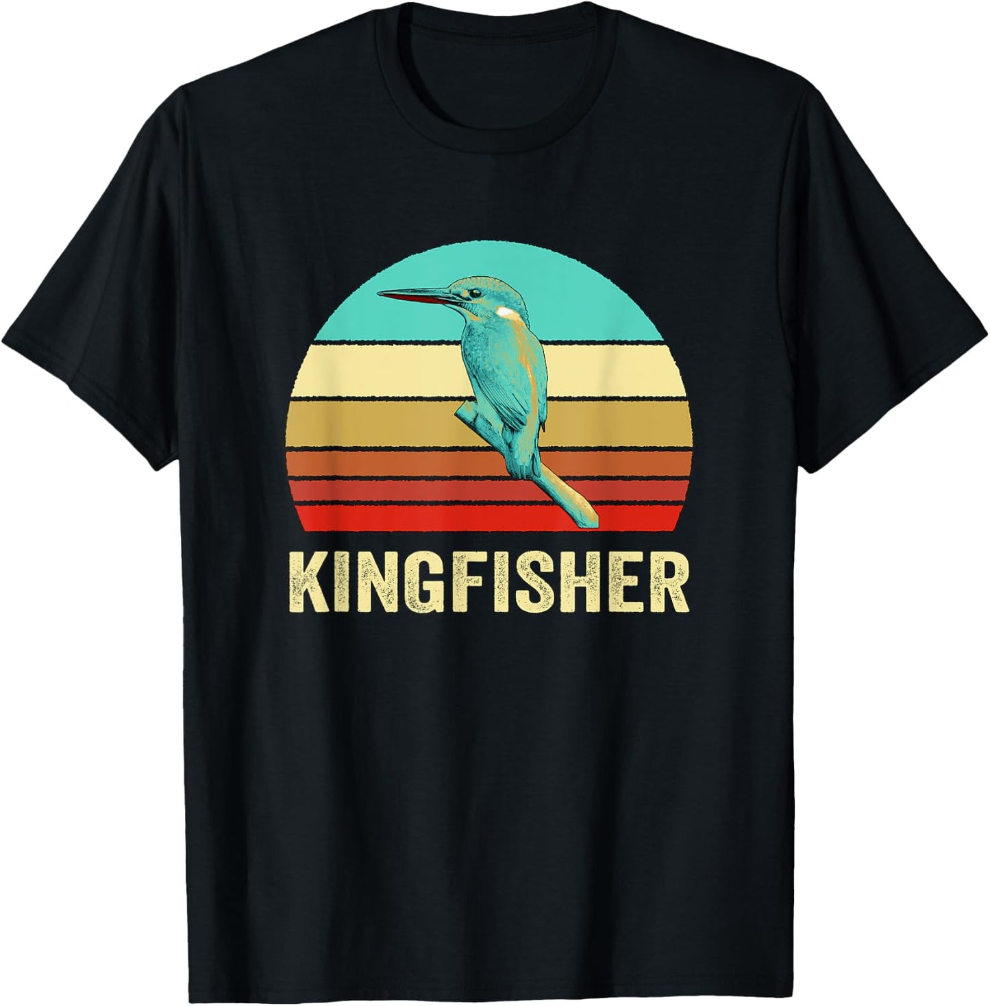 Vintage Retro Style Sunset Kingfisher T-Shirt - T-Shirt | Black