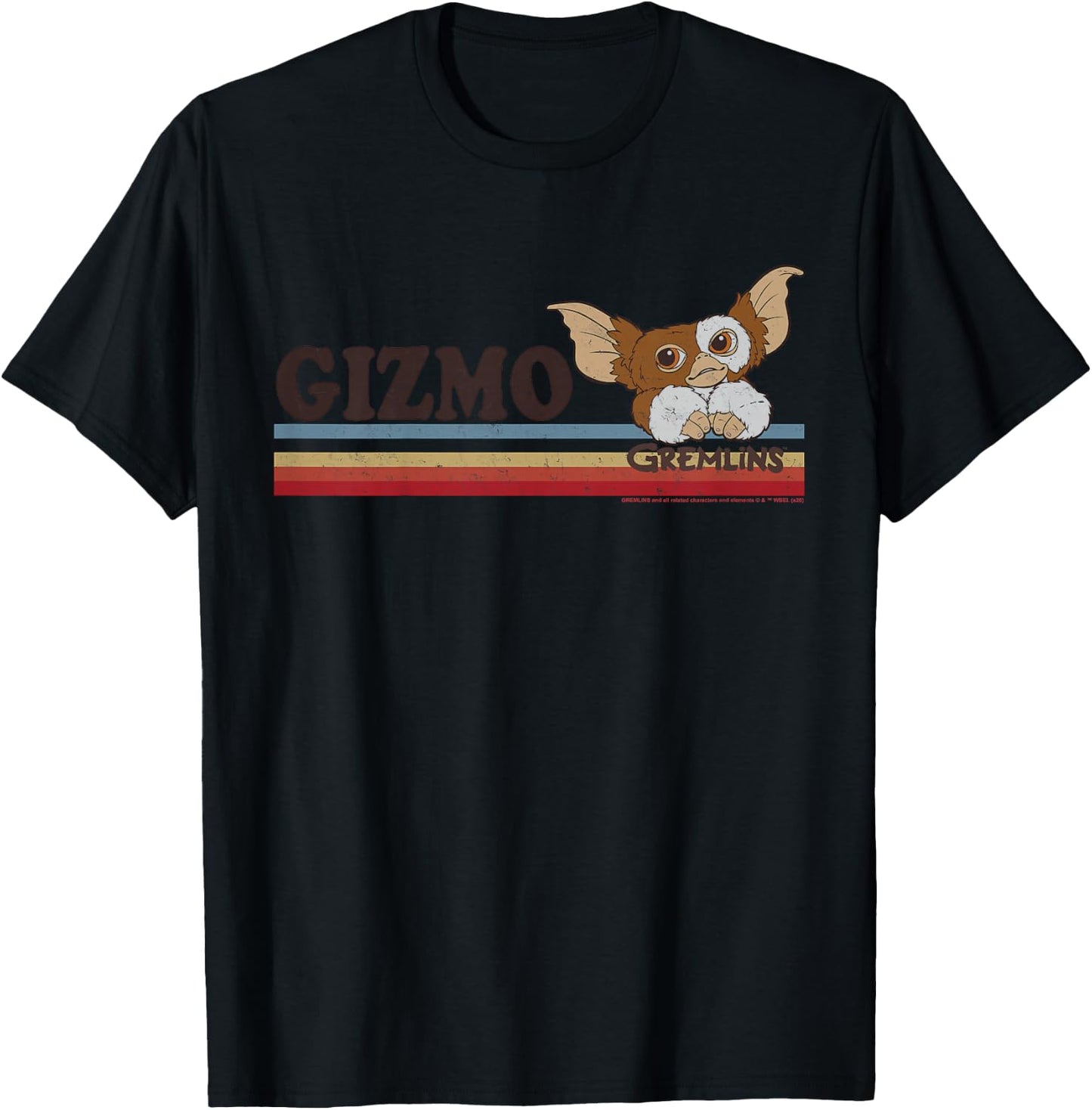 Kids Gremlins Gizmo Retro Stripes T-Shirt - T-Shirt | Black