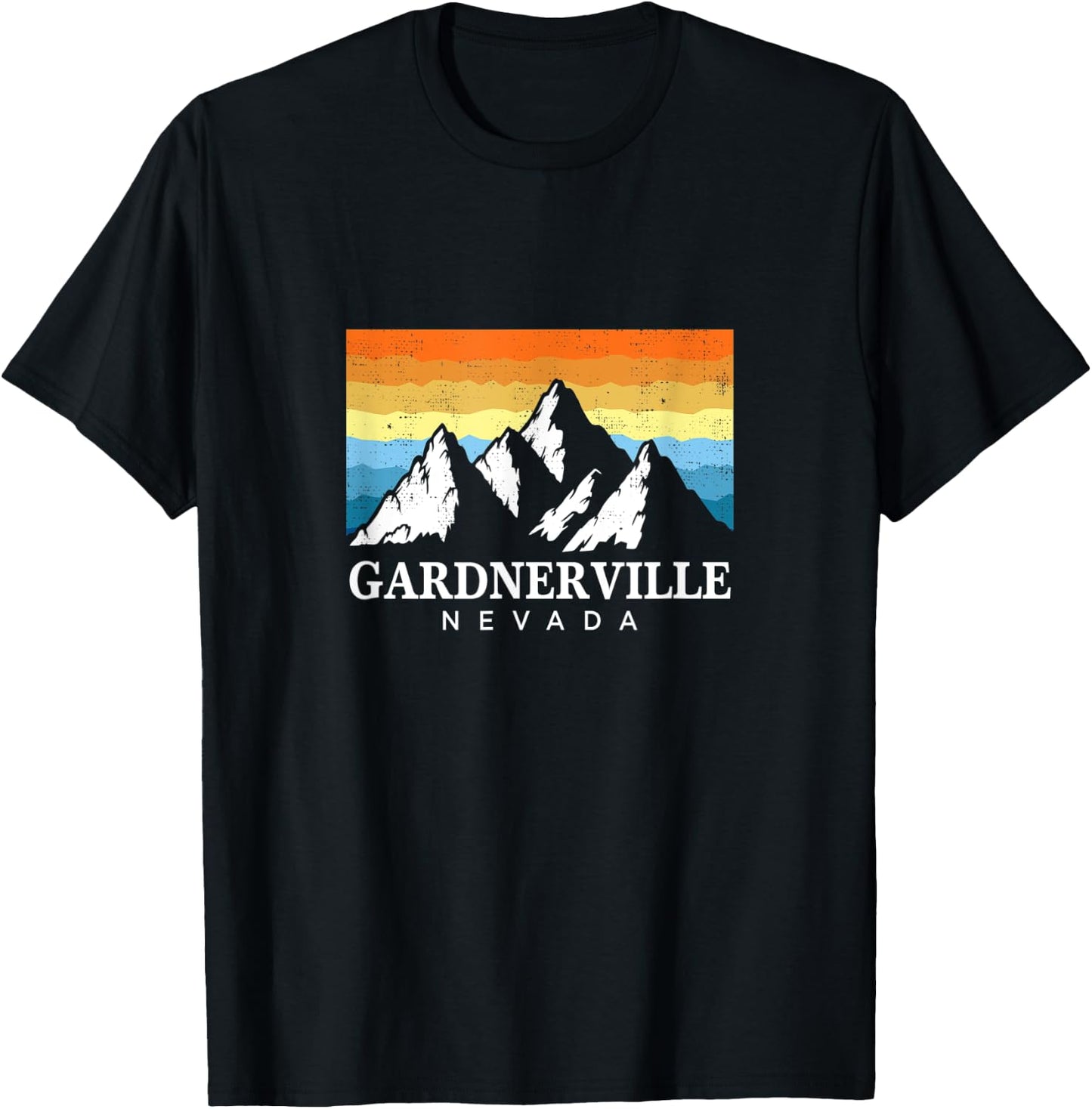 Vintage Gardnerville, Nevada Mountain Hiking Souvenir Print T-Shirt - T-Shirt | Black