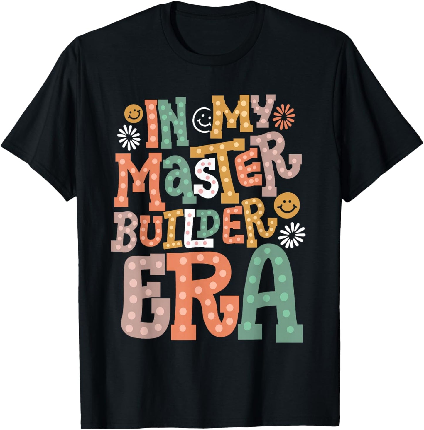 In My Master Builder Era Retro Groovy Building Blocks Kids T-Shirt - T-Shirt | Black