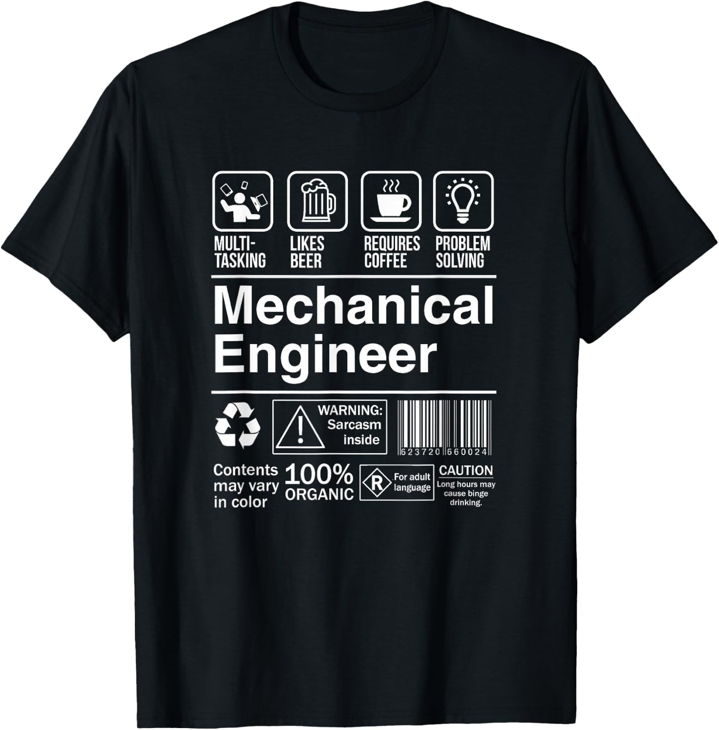 Mechanical Engineer Funny Description Label T-Shirt - T-Shirt | Black