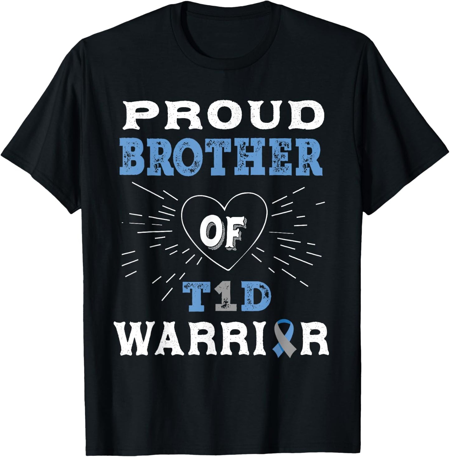 T1D Proud Brother Diabetes Awareness Type 1 Insulin Pancreas T-Shirt - T-Shirt | Black
