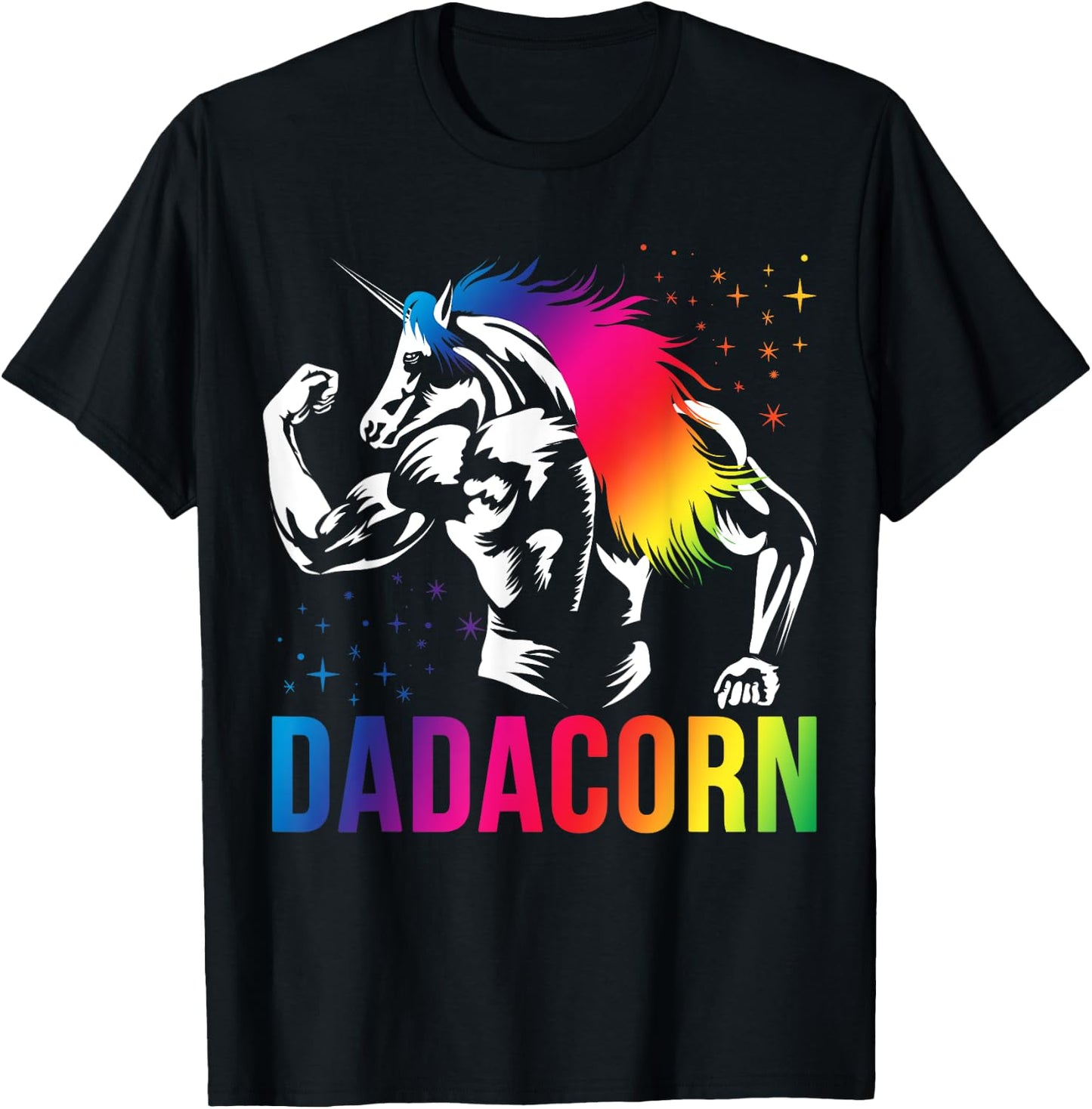 Dadacorn Muscle Fathers Day Joke Daddy Unicorn , Black, Small T-Shirt - T-Shirt | Black