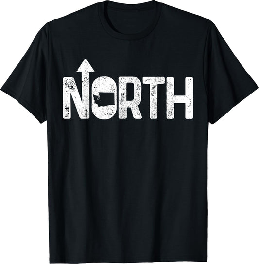 Washington Up North PNW Pacific Northwest State Map Gift T-Shirt - T-Shirt | Black