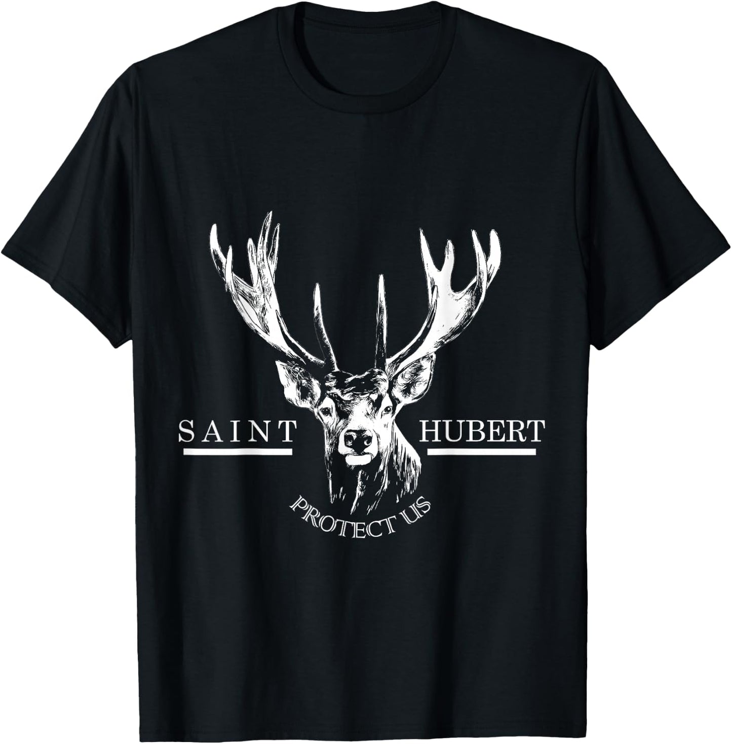 St. Hubert Hubertus Patron Saint of Hunters Stag Gifts T-Shirt - T-Shirt | Black