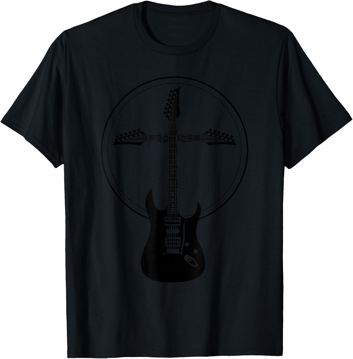 Cool Christian Guitar Cross | Funny Musician Guitarist Gift T-Shirt - T-Shirt | Black