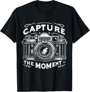 Vintage Camera Snapshot , Capture The Moment Photographer T-Shirt - T-Shirt | Black