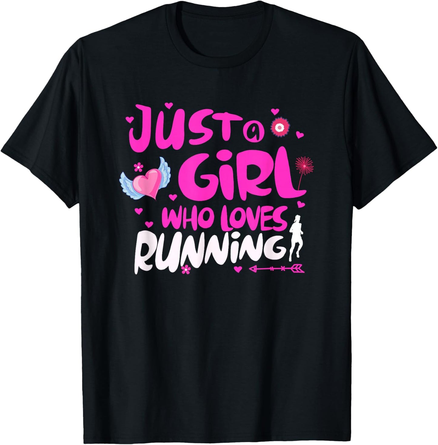Just a Girl Who Loves Running T-Shirt - T-Shirt | Black