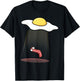 Bacon Kidnapping Bacon Funny Alien UFO Breakfast Galaxy T-Shirt - T-Shirt | Black
