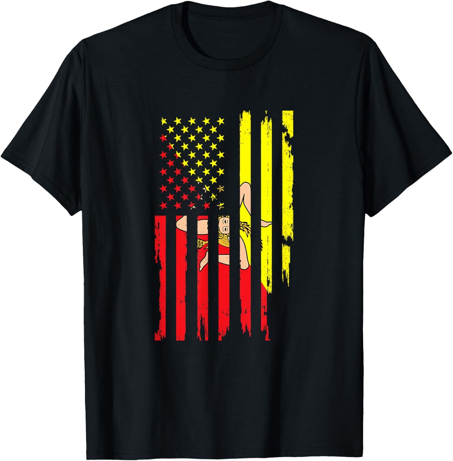 Sicilian American Flag of Sicily USA Sicilian Heritage Flag Women Kids Men T-Shirt - T-Shirt | Black