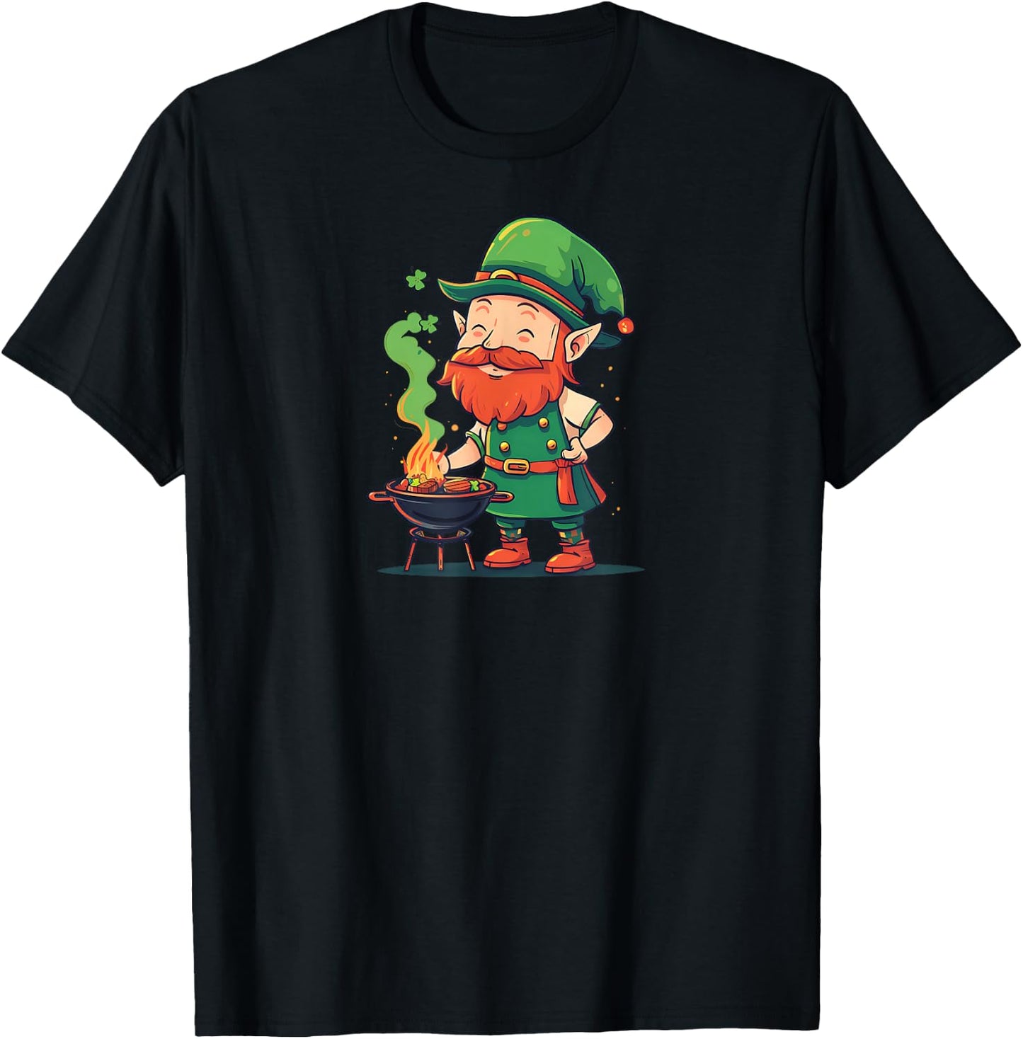 Leprechaun As BBQ Chef Design St. Patricks Day BBQ T-Shirt - T-Shirt | Black