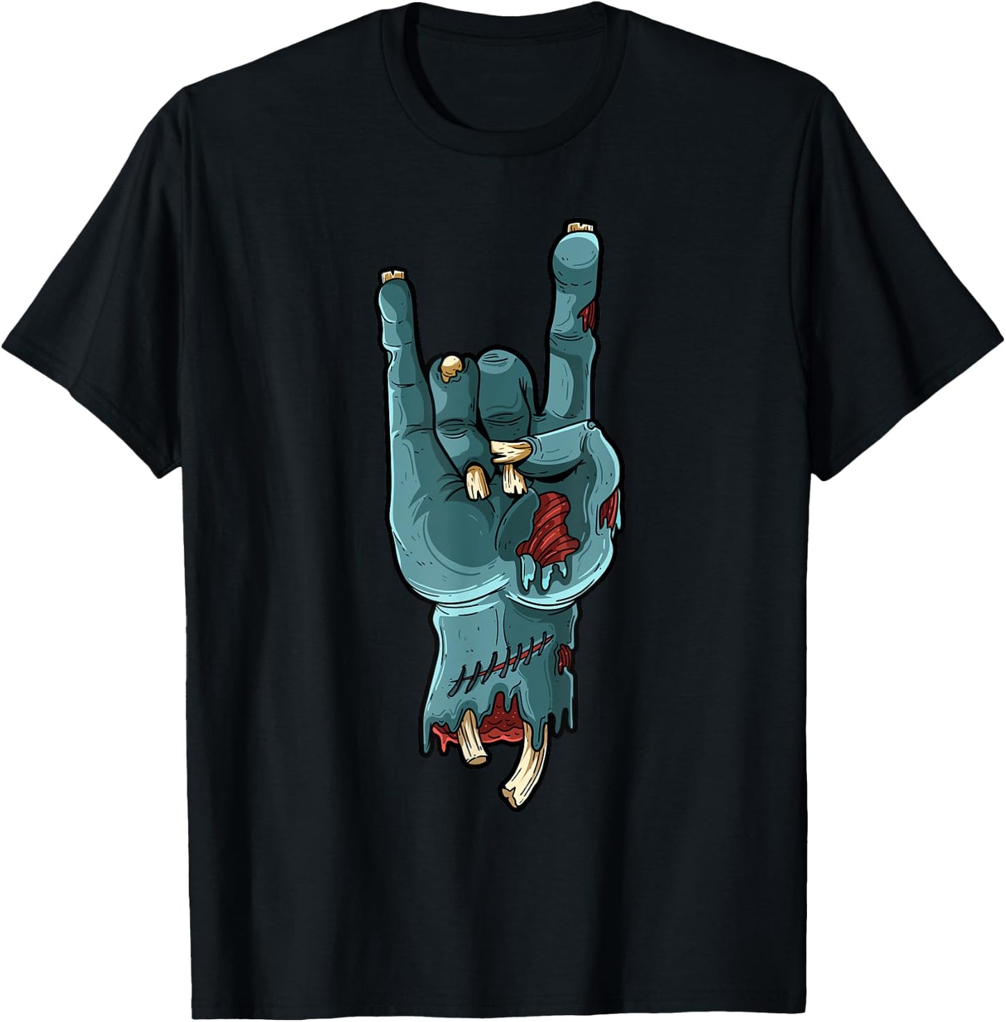 Zombie Hand Funny Halloween Rocker Rock Easy Cosplay Costume T-Shirt - T-Shirt | Black