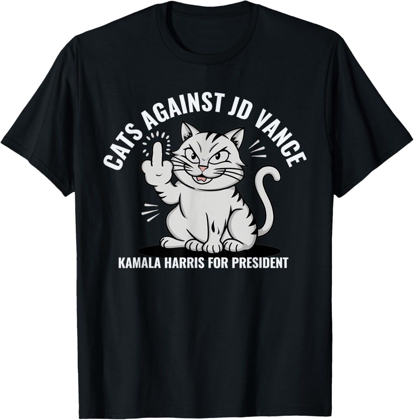 Cats Against JD Vance Vote for Kamala Harris T-Shirt - T-Shirt | Black