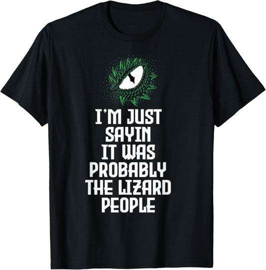 Funny Reptilian Agenda Lizard People Conspiracy Theory Gift T-Shirt - T-Shirt | Black