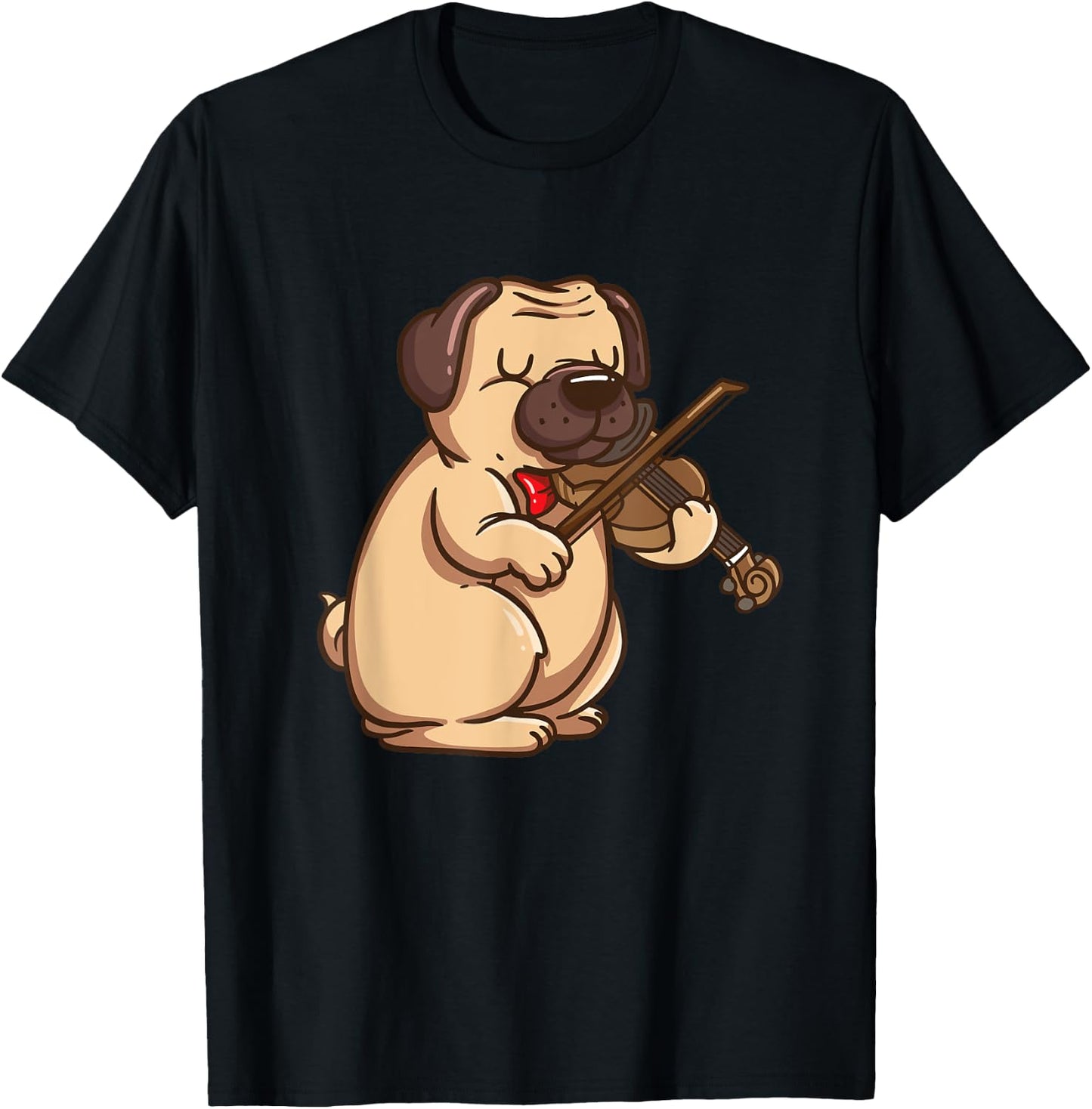 Geiger Pug Dog Violin Viola Player Music Gift T-Shirt - T-Shirt | Black