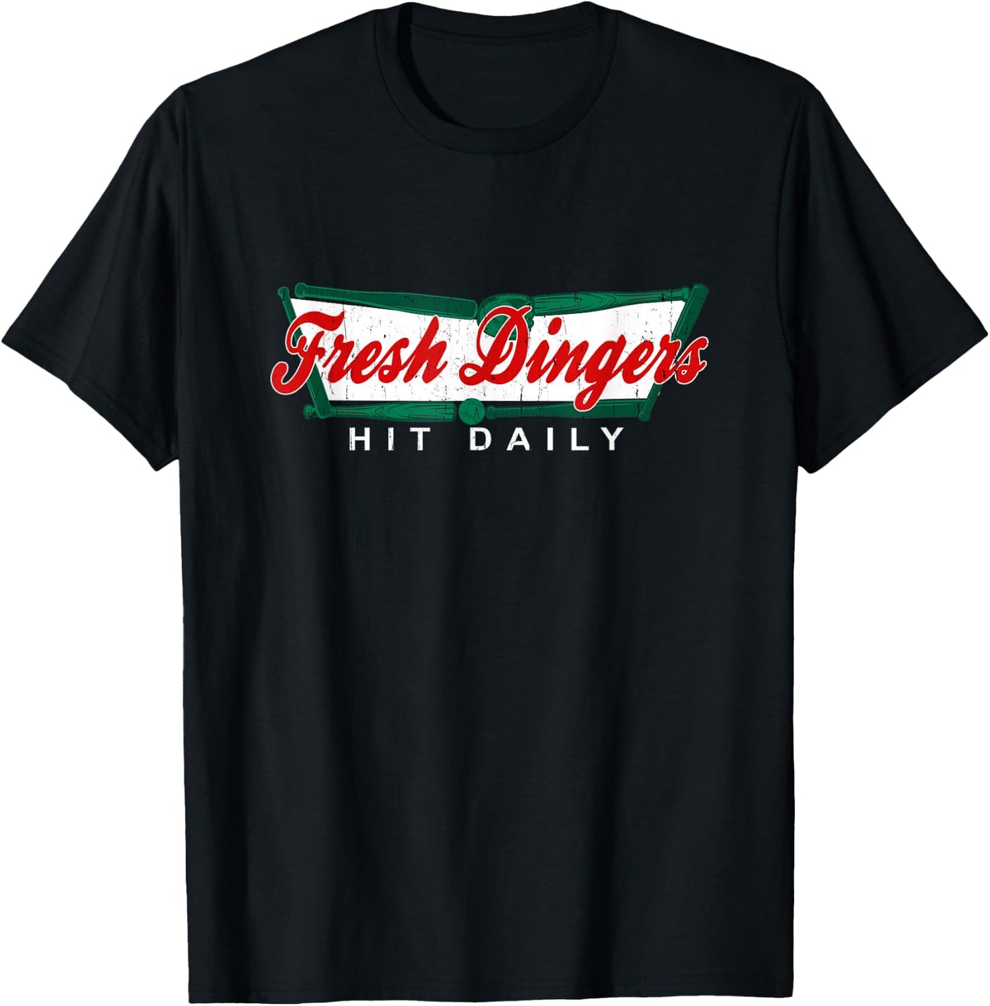 Don't Bunt Hit Fresh Dingers Funny Baseball Softball Game T-Shirt - T-Shirt | Black