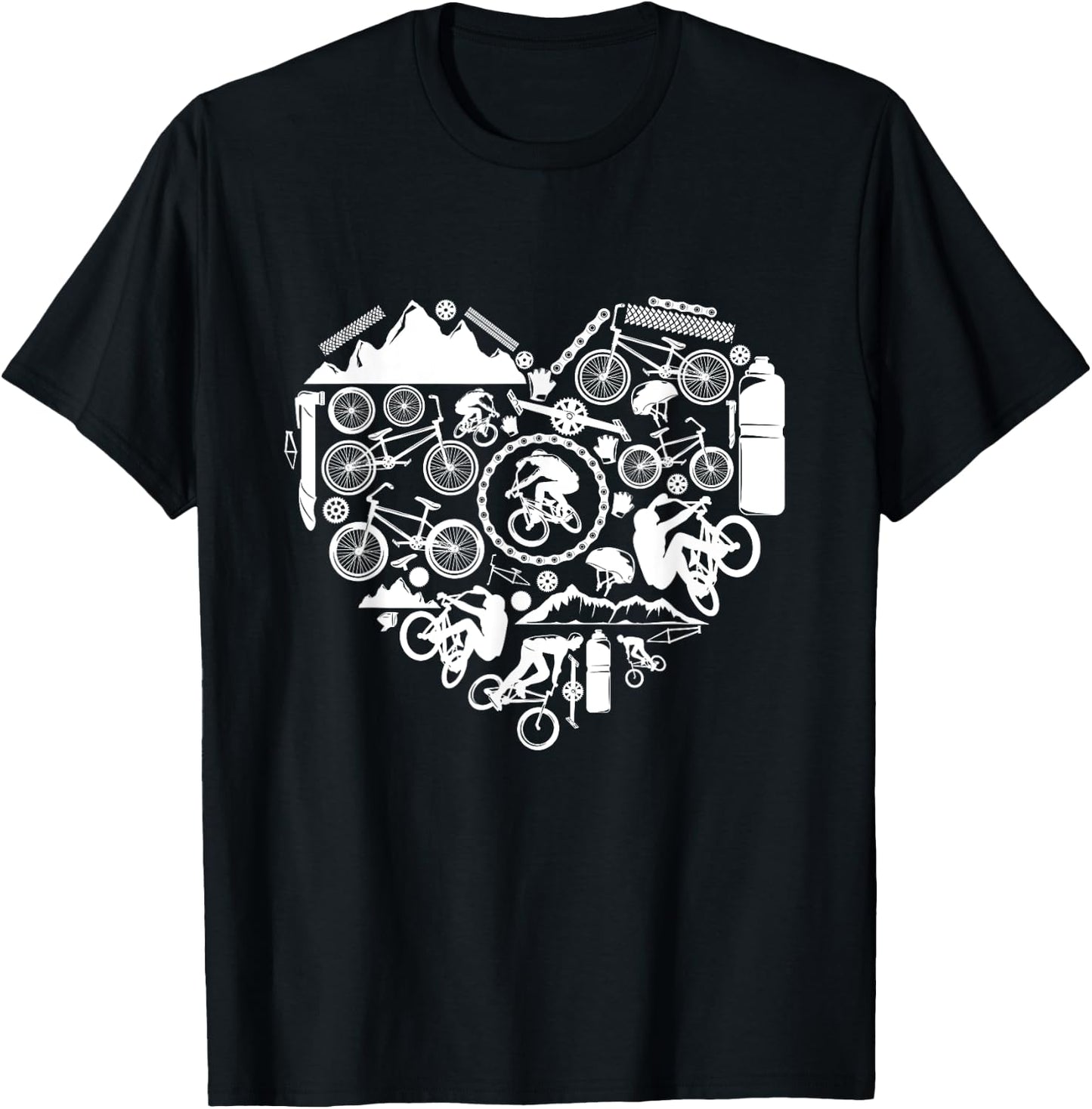BMX Bicycle heart love Racing Stunt bike biker kids boy men T-Shirt - T-Shirt | Black