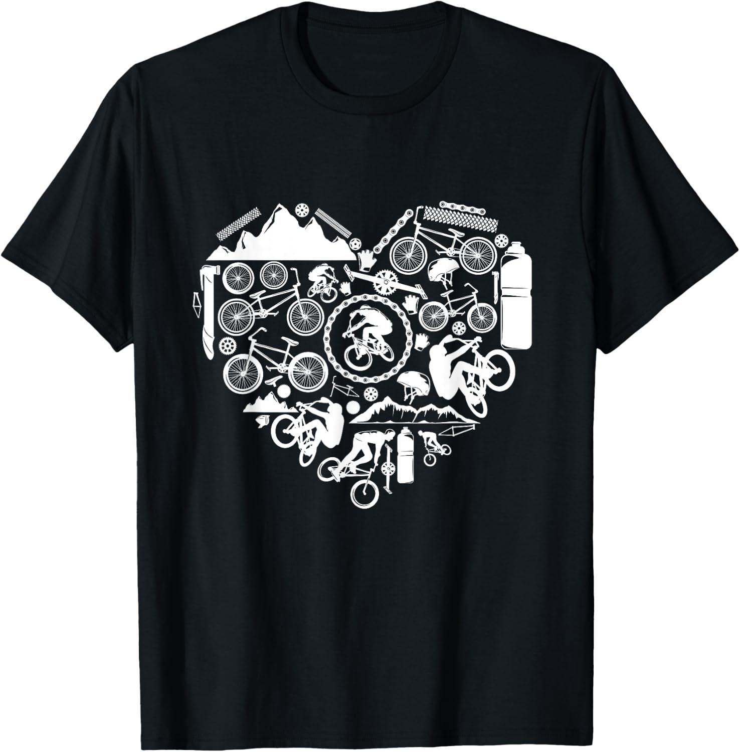 BMX Bicycle heart love Racing Stunt bike biker kids boy men T-Shirt - T-Shirt | Black