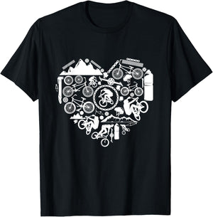 BMX Bicycle heart love Racing Stunt bike biker kids boy men T-Shirt - T-Shirt | Black