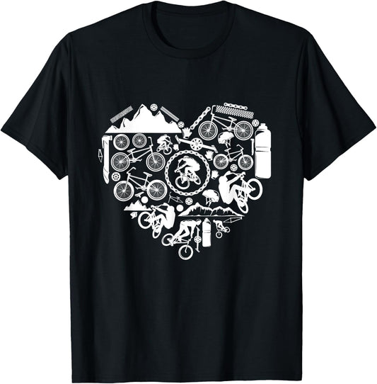 BMX Bicycle heart love Racing Stunt bike biker kids boy men T-Shirt - T-Shirt | Black