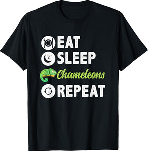 Eat Sleep Chameleons Repeat T-Shirt - T-Shirt | Black