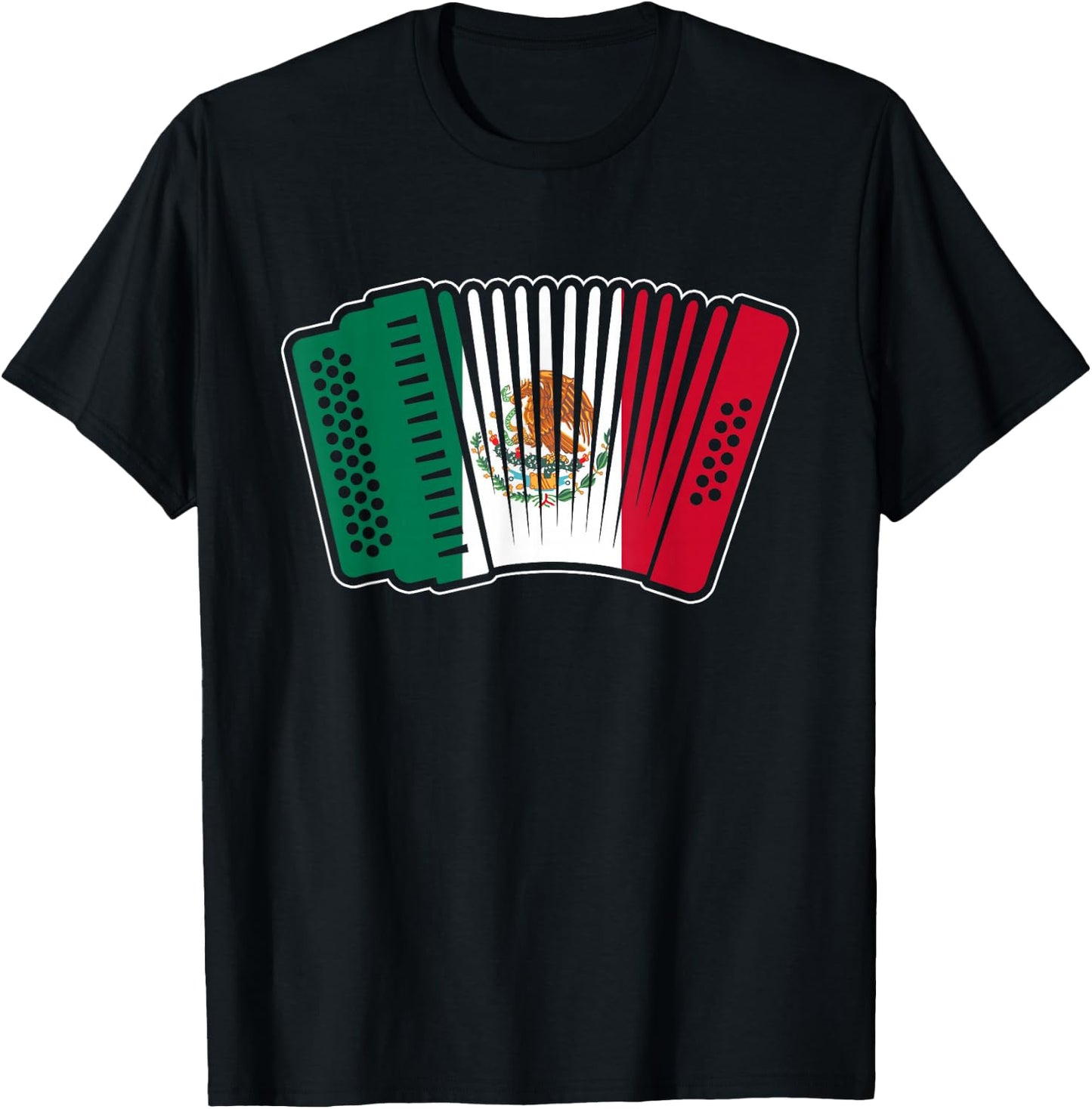 Mexican Flag Accordion Proud Norteño Music Player T-Shirt - T-Shirt | Black