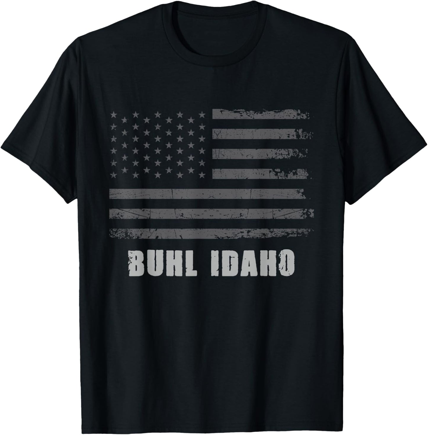 American Flag Buhl, Idaho USA Patriotic Souvenir T-Shirt - T-Shirt | Black