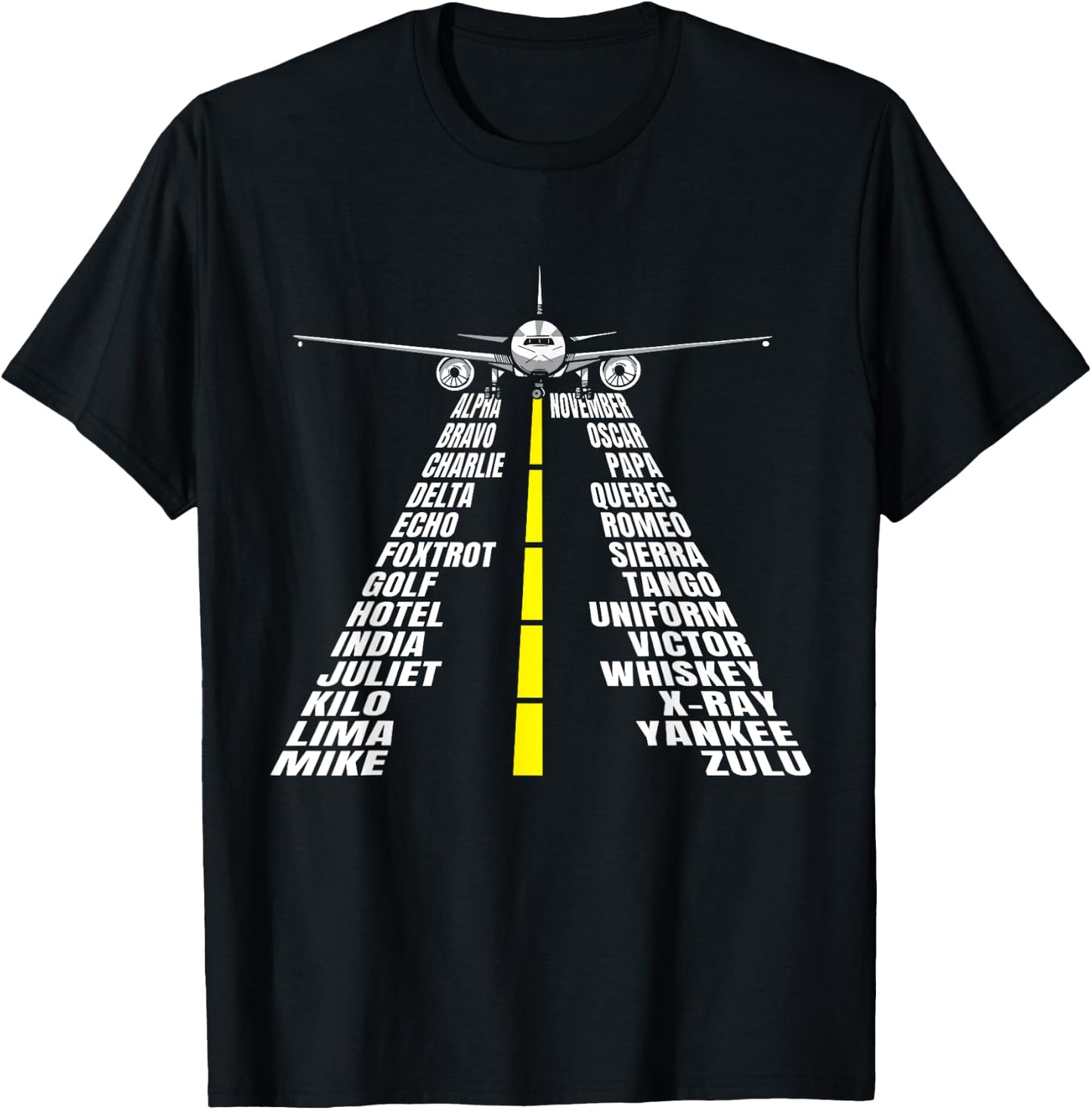 Phonetic Alphabet Aircraft Pilot Plane Aviator Airplane T-Shirt - T-Shirt | Black