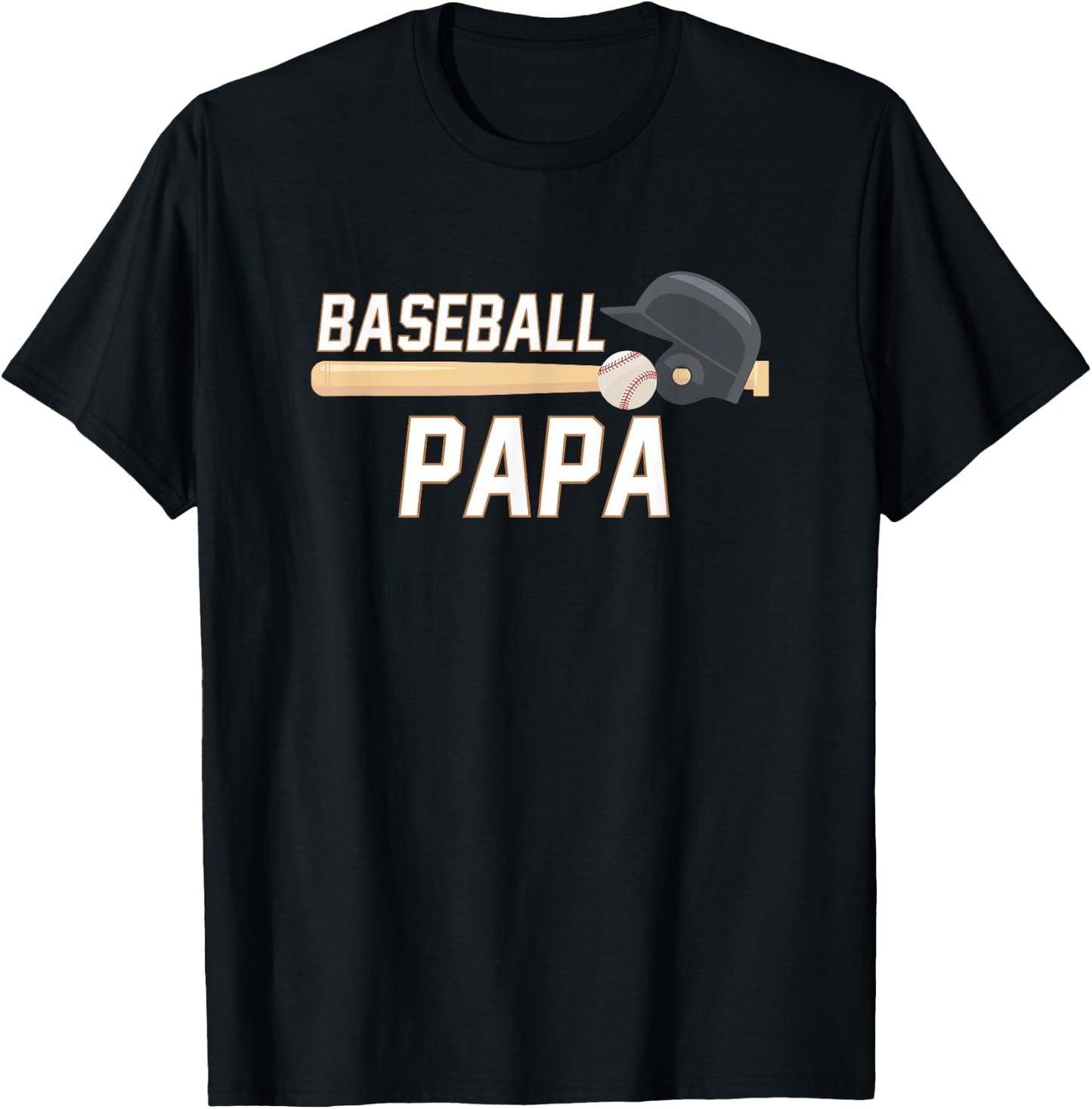 Baseball Papa Fathers Day Baseball Grandpa T-Shirt - T-Shirt | Black