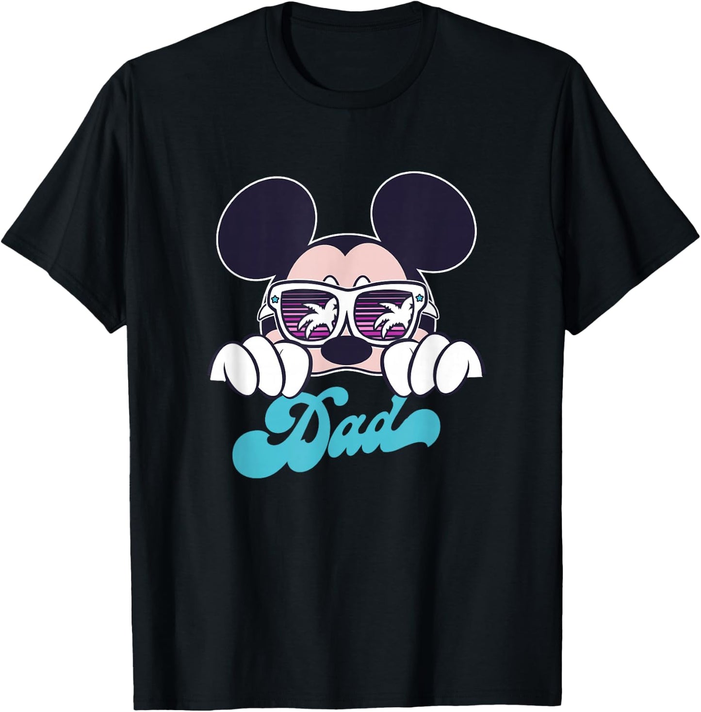 Disney Mickey and Friends Cool Mickey Summer Vibes Dad Logo T-Shirt - T-Shirt | Black