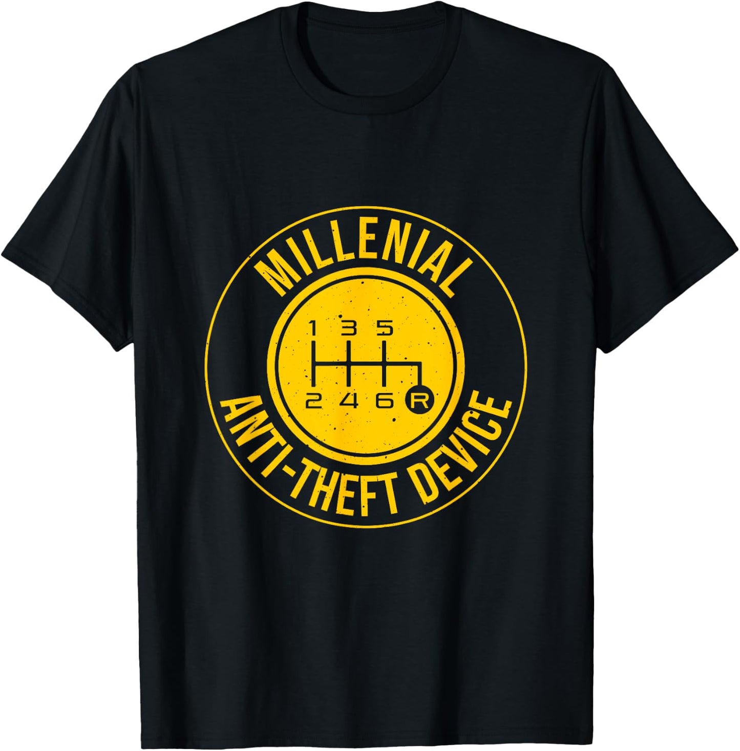 Funny Millenial Anti-Theft Device Gift Men Cool Manual Car T-Shirt - T-Shirt | Black