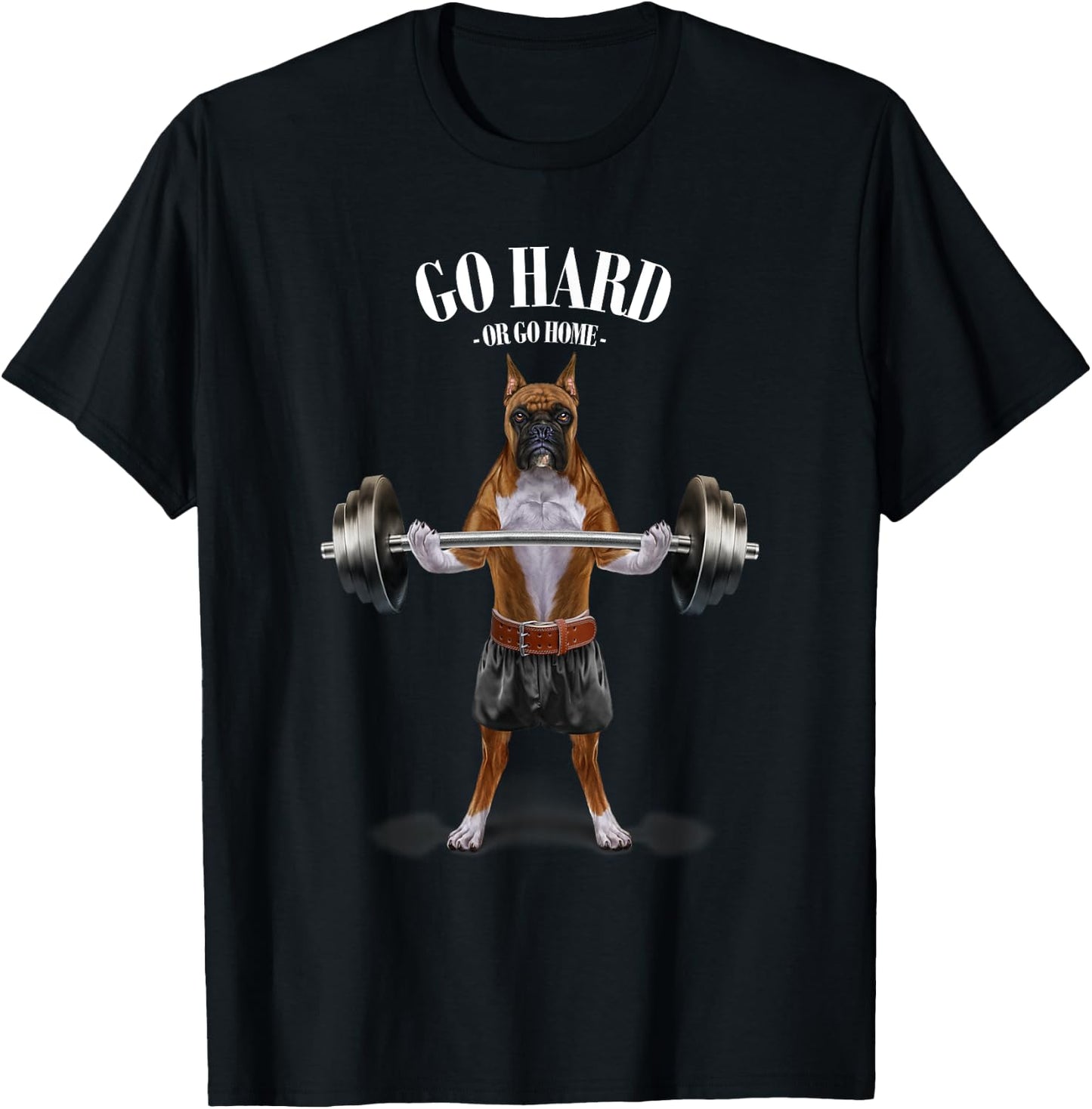 Boxer Dog Weightlifting in Fitness Gym Women Kids T-Shirt - T-Shirt | Black