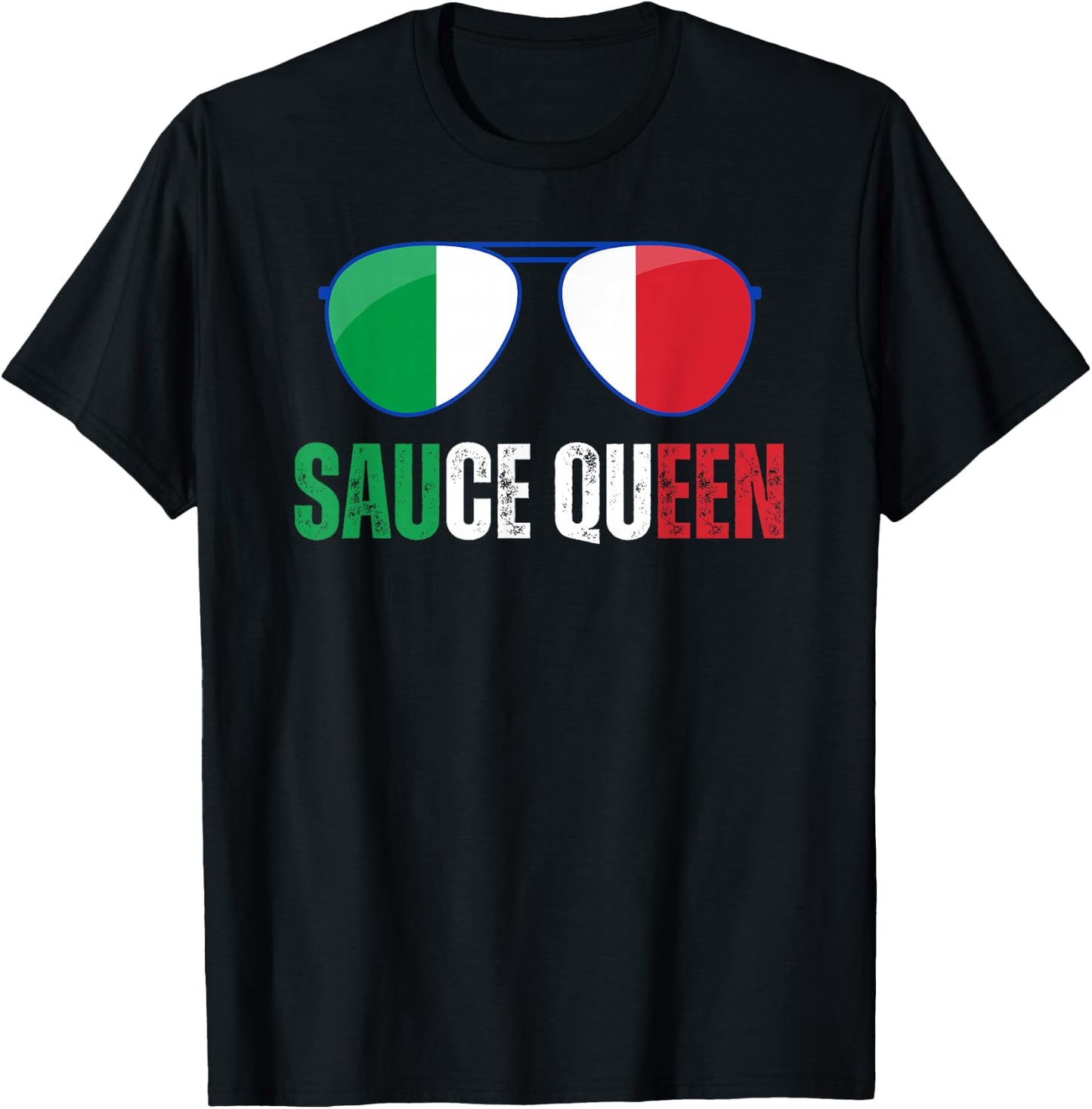 Funny Sauce Queen Italian Saying Italy Flag Cooking Nona T-Shirt - T-Shirt | Black