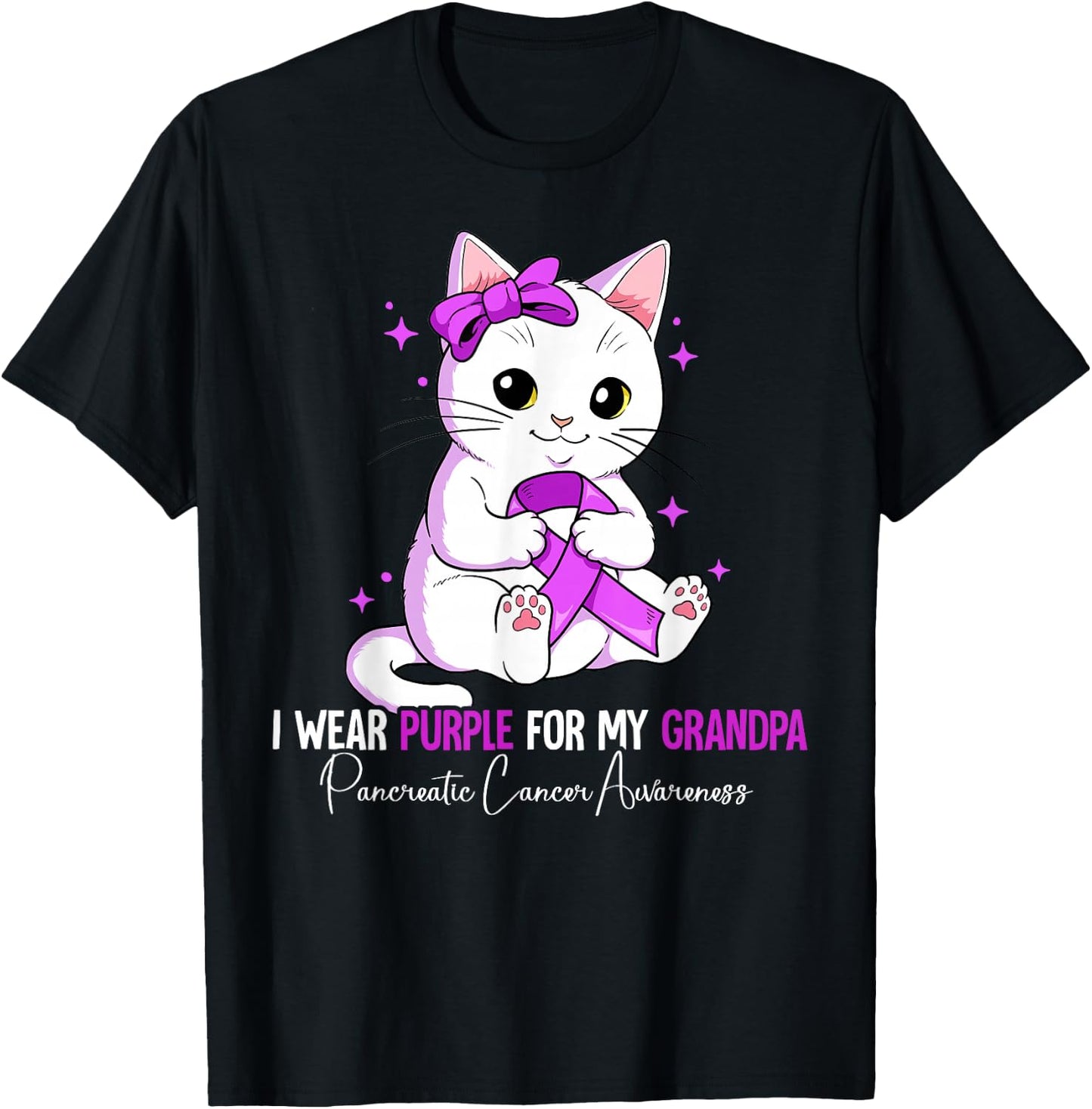 I Wear Purple For My Grandpa Pancreatic Cancer Awareness T-Shirt - T-Shirt | Black