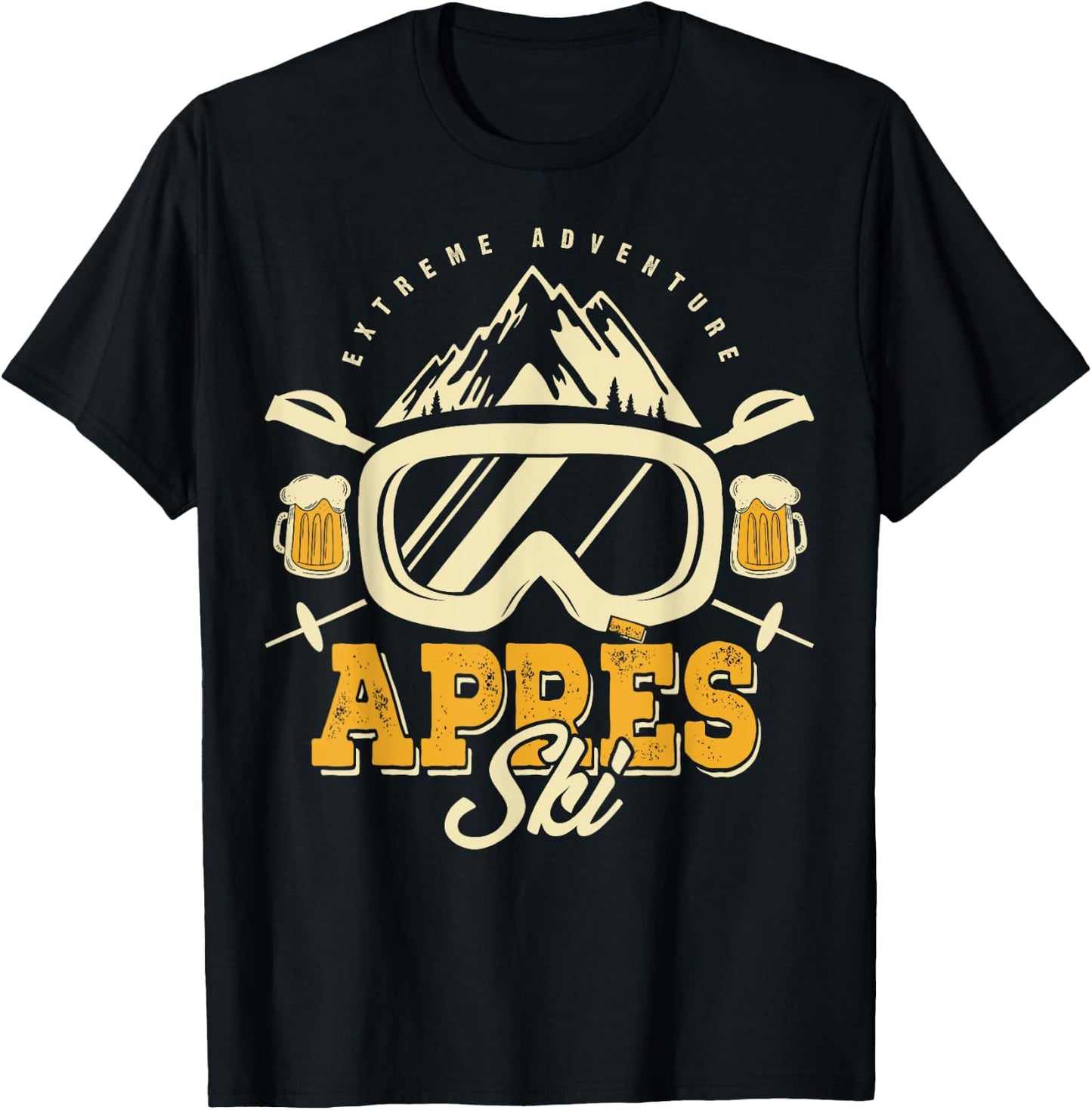 Apres Ski Party Outfit, Beer & Drinks After Skiing,Mountains T-Shirt - T-Shirt | Black