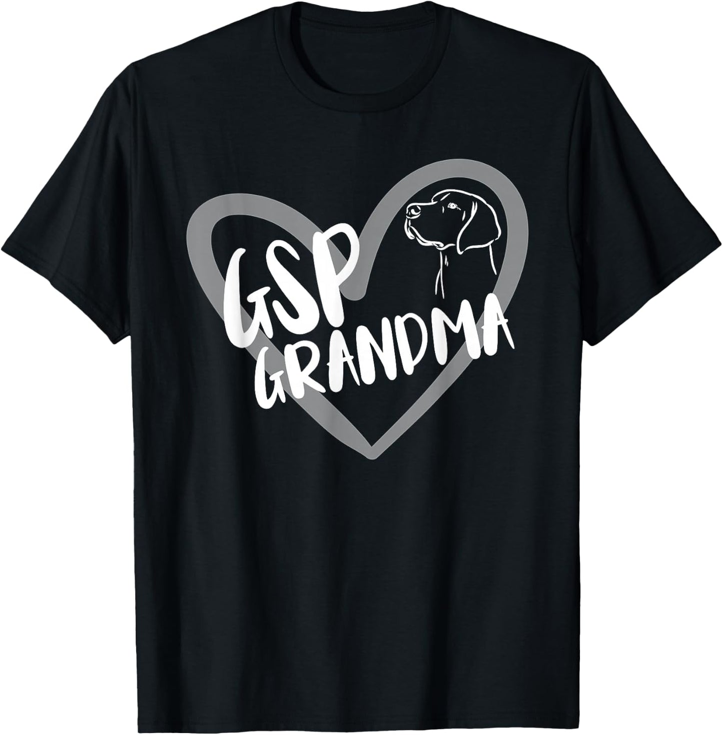 GSP Grandma Heart German Shorthaired Pointer Dog Lover T-Shirt - T-Shirt | Black