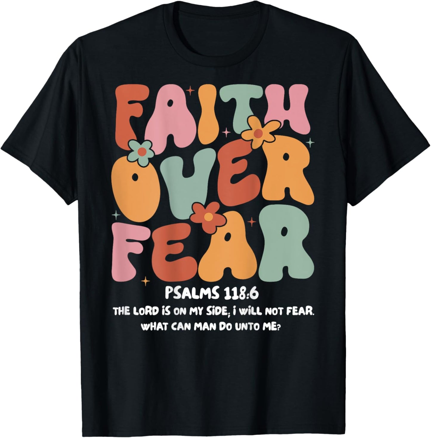 Faith Over Fear Christian Groovy Religious Men Women Kids T-Shirt - T-Shirt | Black