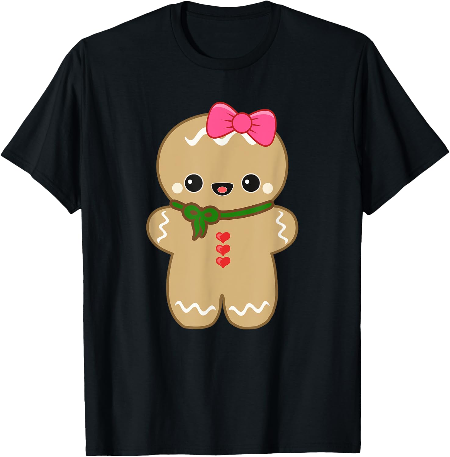 Funny Gingerbread Man Christmas Women & Girl T-Shirt - T-Shirt | Black