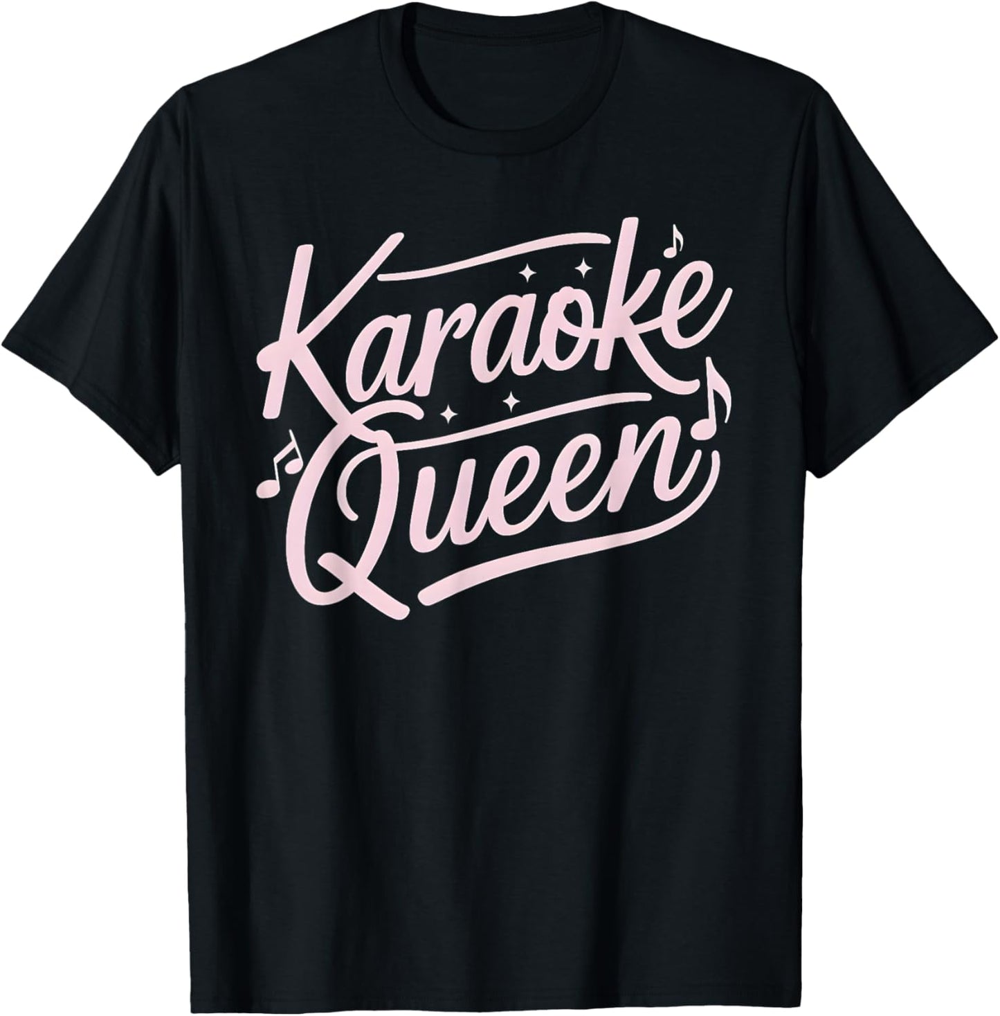 Karaoke Queen Pink Text Music Notes T-Shirt - T-Shirt | Black