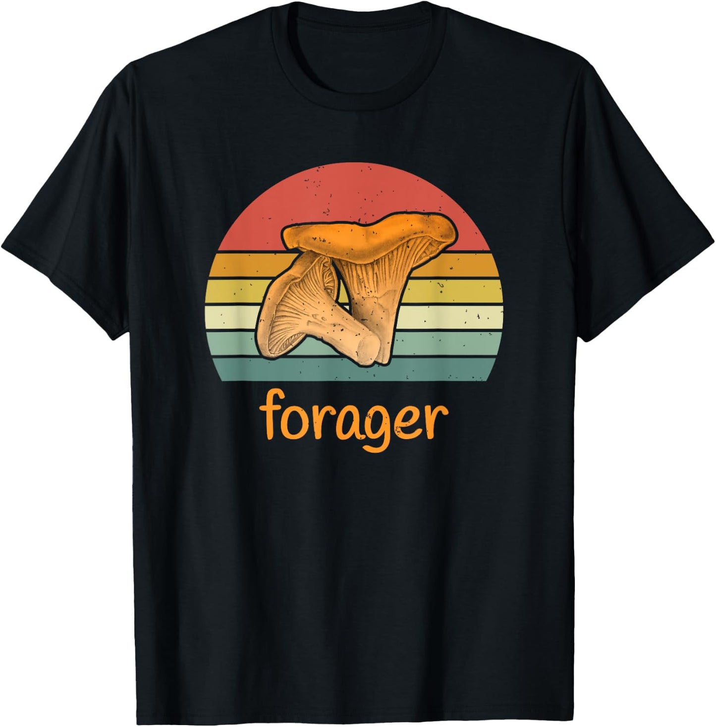 Chanterelle Forager - Vintage style Wild Mushroom T-Shirt - T-Shirt | Black