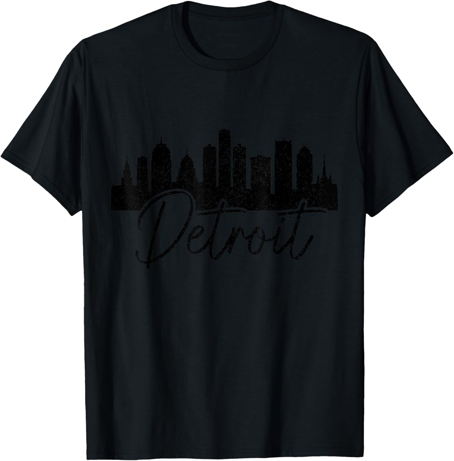 Detroit Skyline Michigan Vintage Pride 313 T-Shirt - T-Shirt | Black