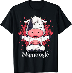 Cow Yoga Namoostee Shirt Funny Cow Lovers Gift Namaste Yoga T-Shirt - T-Shirt | Black
