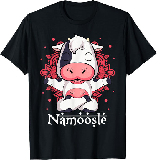 Cow Yoga Namoostee Shirt Funny Cow Lovers Gift Namaste Yoga T-Shirt - T-Shirt | Black